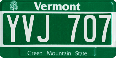 VT license plate YVJ707