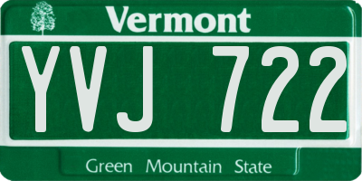 VT license plate YVJ722