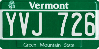 VT license plate YVJ726