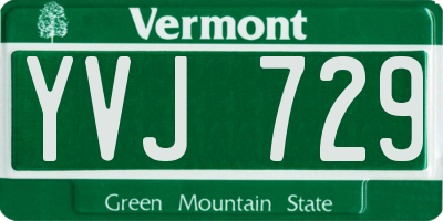 VT license plate YVJ729