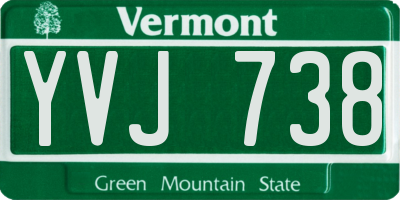 VT license plate YVJ738