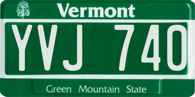 VT license plate YVJ740