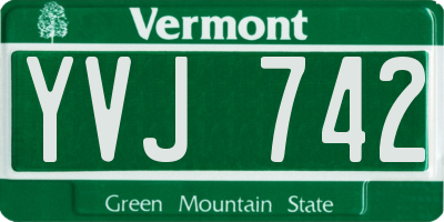 VT license plate YVJ742
