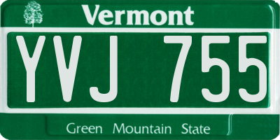 VT license plate YVJ755