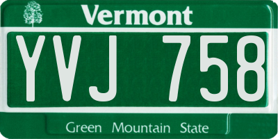 VT license plate YVJ758