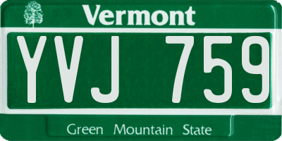 VT license plate YVJ759