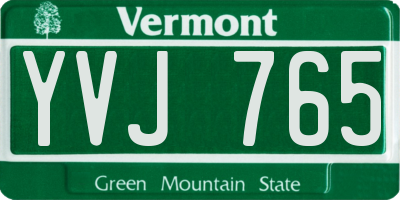 VT license plate YVJ765