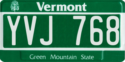 VT license plate YVJ768