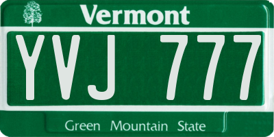 VT license plate YVJ777