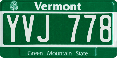 VT license plate YVJ778