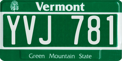 VT license plate YVJ781