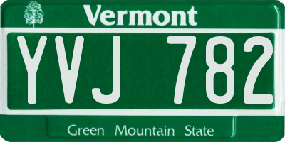 VT license plate YVJ782
