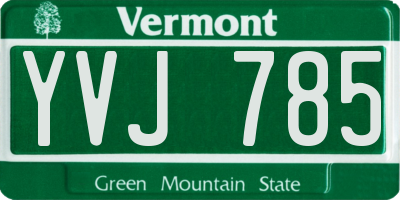 VT license plate YVJ785