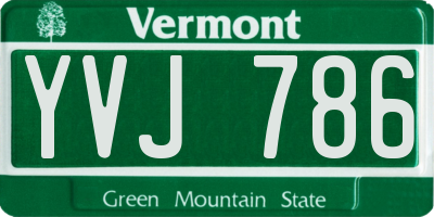 VT license plate YVJ786