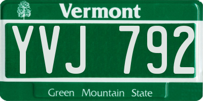 VT license plate YVJ792