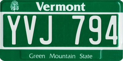 VT license plate YVJ794