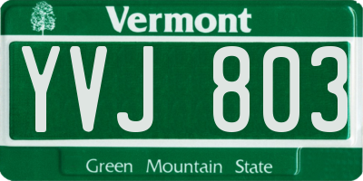 VT license plate YVJ803