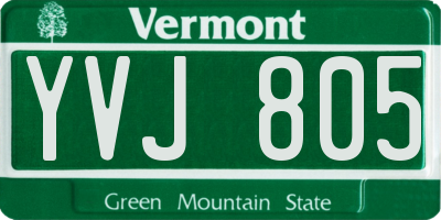 VT license plate YVJ805