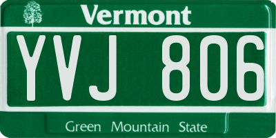 VT license plate YVJ806
