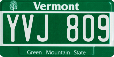 VT license plate YVJ809