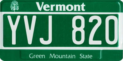 VT license plate YVJ820