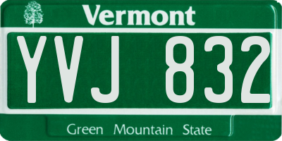 VT license plate YVJ832