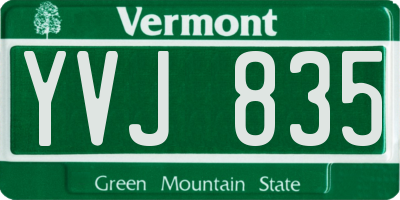 VT license plate YVJ835