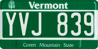 VT license plate YVJ839