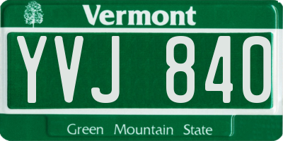 VT license plate YVJ840