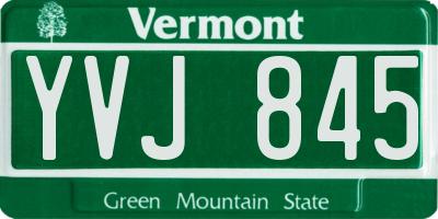 VT license plate YVJ845