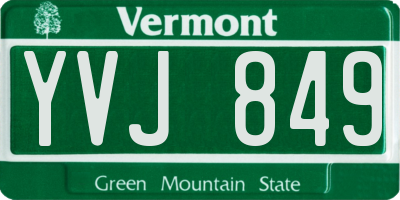 VT license plate YVJ849