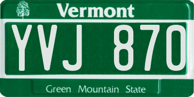 VT license plate YVJ870