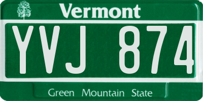 VT license plate YVJ874