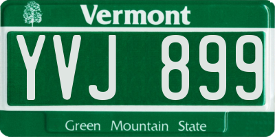 VT license plate YVJ899