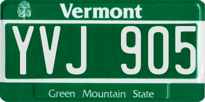 VT license plate YVJ905