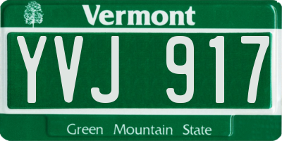 VT license plate YVJ917