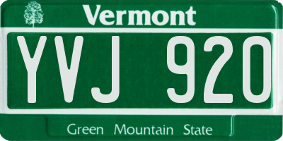 VT license plate YVJ920
