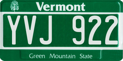 VT license plate YVJ922