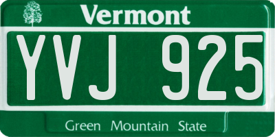 VT license plate YVJ925