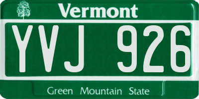 VT license plate YVJ926