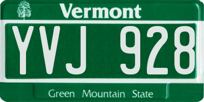VT license plate YVJ928