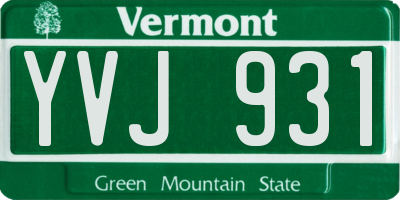 VT license plate YVJ931