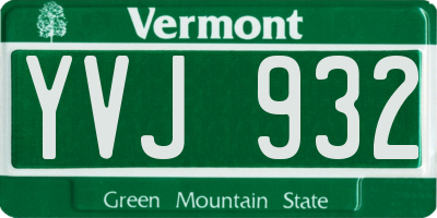 VT license plate YVJ932