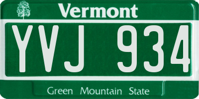 VT license plate YVJ934
