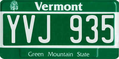 VT license plate YVJ935