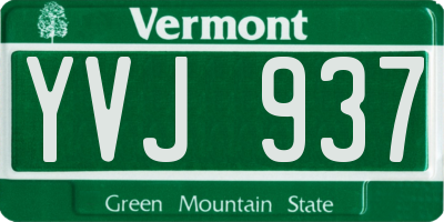VT license plate YVJ937