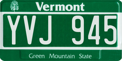 VT license plate YVJ945