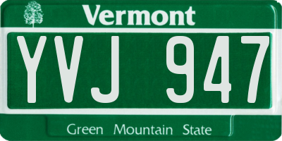VT license plate YVJ947