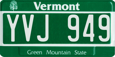 VT license plate YVJ949