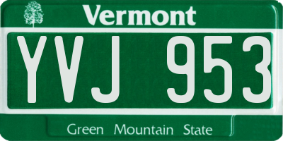 VT license plate YVJ953